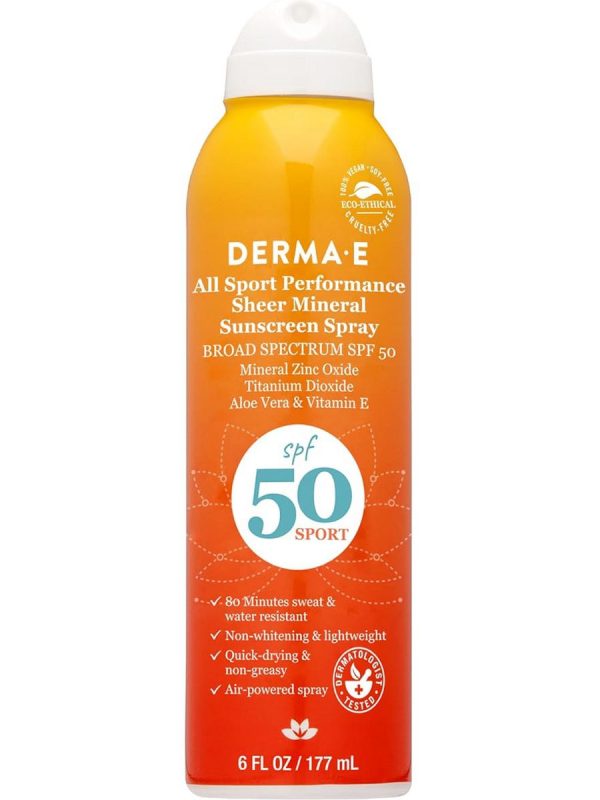 DERMA E, All Sport Performance Sheer Mineral Sunscreen Spray SPF 50, 6 fl oz Online Sale