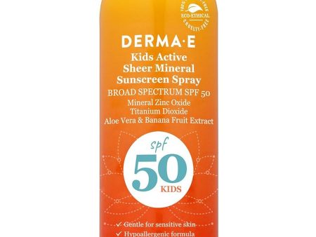 DERMA E, Kids Active Sheer Mineral Sunscreen Spray SPF 50, 6 fl oz For Discount