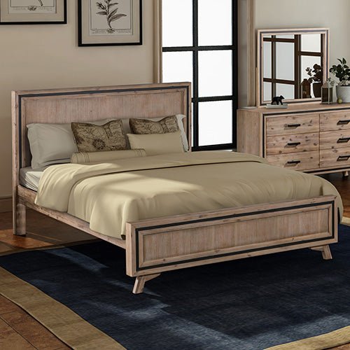 Queen Size Silver Brush Bed Frame in Acacia Wood Construction Hot on Sale