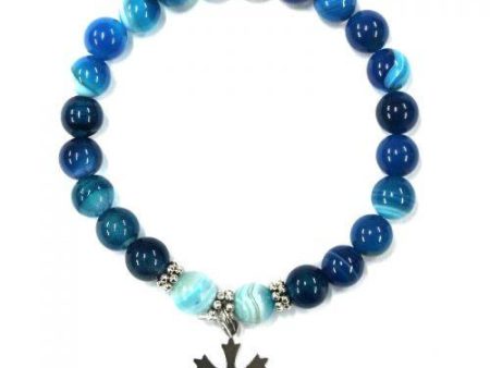 Blue Agate Crystal Bracelet With Stainless Steel Snow Flake Online now