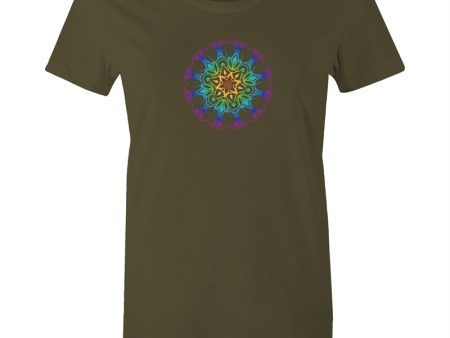 Women s Yoga Coloured Mandala Pattern T-shirt Online Sale