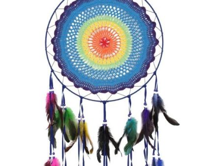 Rainbow Coloured Crochet Dream Catcher - Large Online