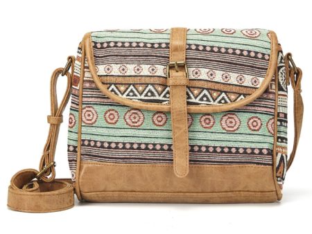 Cool Boho Styled Leather & Fabric Crossbody Bag Cheap