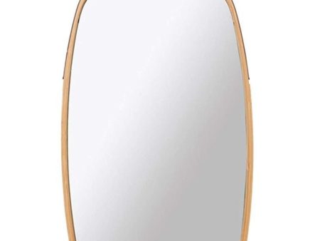 Solid Bamboo Hanging Full Length Wall Mirror With Leather Strap Hot on Sale