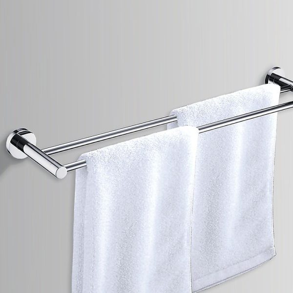 Double Classic Chrome Towel Bar Rail Bathroom Supply