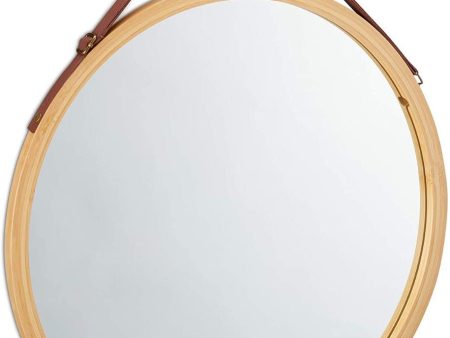 Solid Bamboo Framed Hanging Round Wall Mirror 45 cm For Cheap