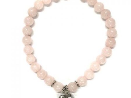 Rose Quartz Crystal Bracelet With Stainless Steel Heart Online Hot Sale