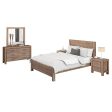 4 Pieces Bedroom Suite in Solid Wood Veneered Acacia Construction Timber Slat King Single Size Oak Colour Bed, Bedside Table & Dresser on Sale