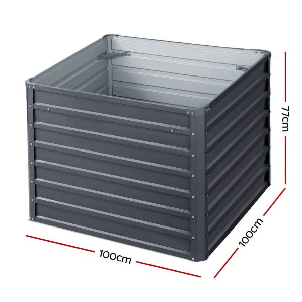 Galvanized Steel Garden Bed - 100X100X77CM - Twin Pack Hot on Sale