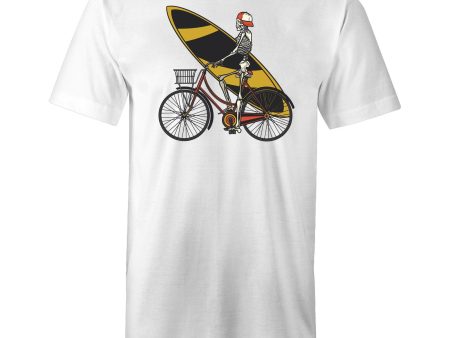 Men s Surfing Skeleton Bicycle T-shirt For Sale