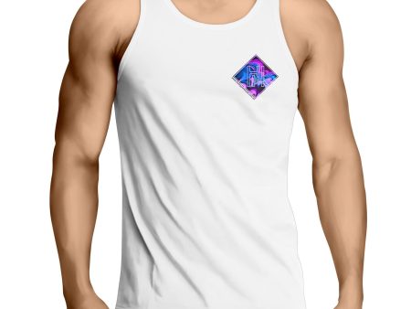 Men s Purple Waves Pocket Printed Singlet Cheap