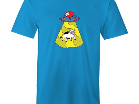 Men s UFO Cow Cartoon T-shirt Online Hot Sale