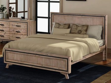 Queen Size Silver Brush Bed Frame in Acacia Wood Construction Hot on Sale