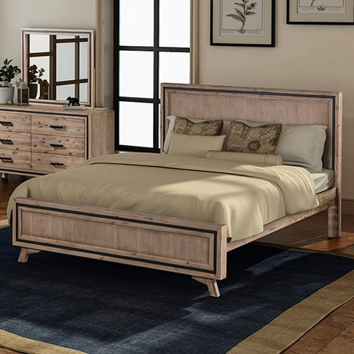 Queen Size Silver Brush Bed Frame in Acacia Wood Construction Hot on Sale