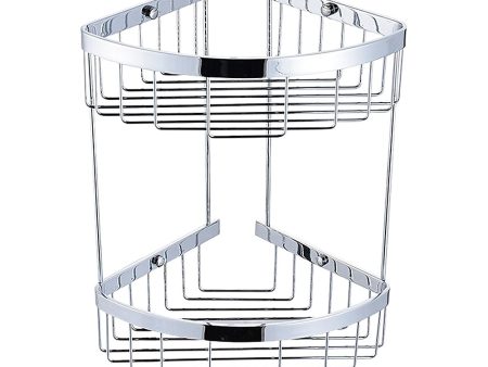 2-Tier Corner Bathroom Basket Shelf Rail Rack Cheap