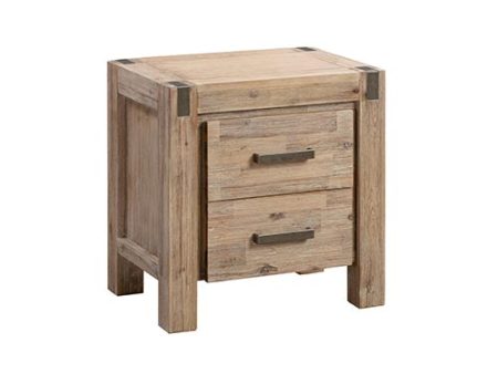 Bedside Table 2 drawers Night Stand in Solid Acacia Wood Oak Colour Online now