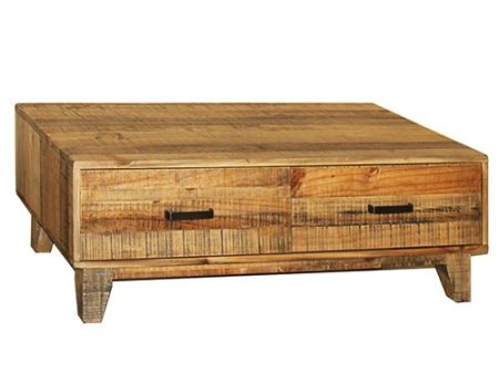 Coffee Table Wooden Frame 2 Drawers Storage in Light Brown Colour Online now