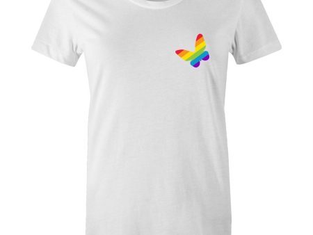 Women s Rainbow Butterfly Pocket T-shirt For Discount