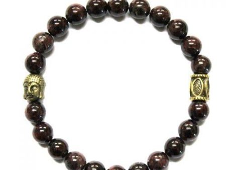 Garnet Crystal Bracelet With Golden Buddha Head Online now