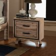 Bedside Table 2 drawer Night Stand with Solid Acacia Storage in Sliver Brush Colour Cheap