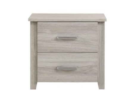 2 Drawers Bedside Table In White Oak For Cheap